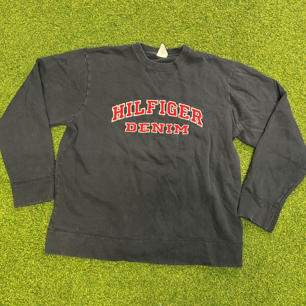 Vintage Tommy Jeans Hilfiger Denim Navy Blue Sweatshirt Crewneck Large